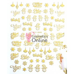 Stickere 3D deosebite pentru unghii Cod STZ-G048 Gold model Sarbatori de Iarna